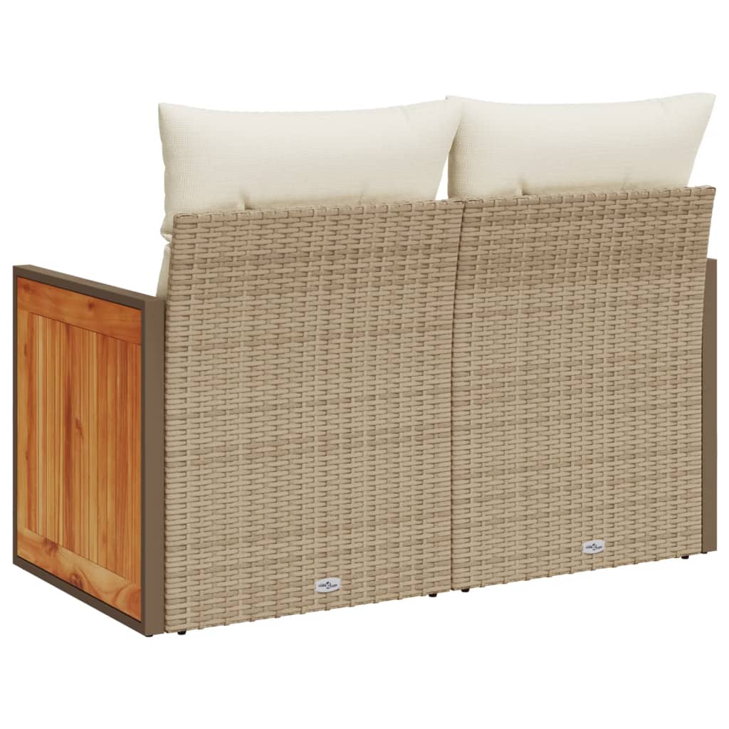 Divano da Giardino con Cuscini a 2 Posti Beige in Polyrattan