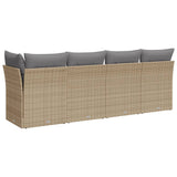 Divano da Giardino con Cuscini a 4 Posti Beige in Polyrattan