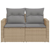 Divano da Giardino con Cuscini a 2 Posti Beige in Polyrattan