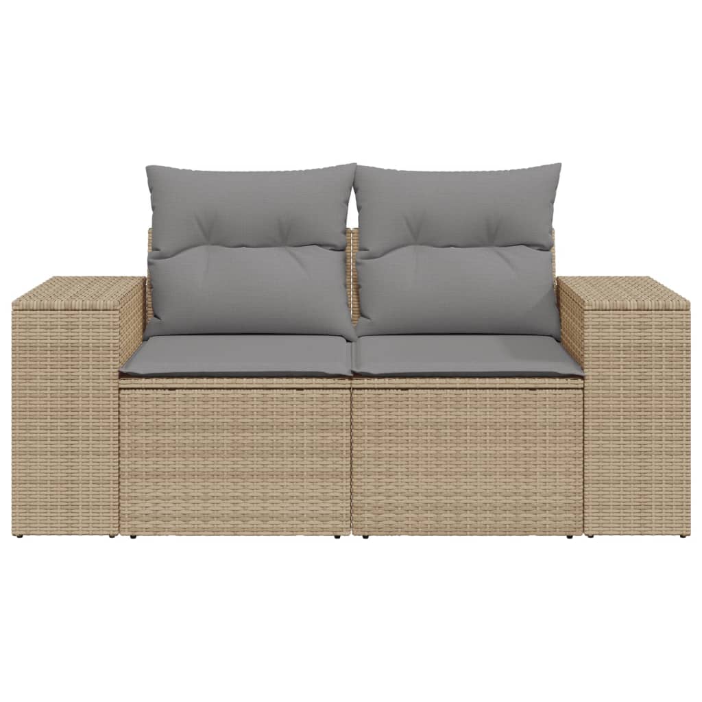 Divano da Giardino con Cuscini a 2 Posti Beige in Polyrattan