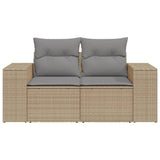 Divano da Giardino con Cuscini a 2 Posti Beige in Polyrattan