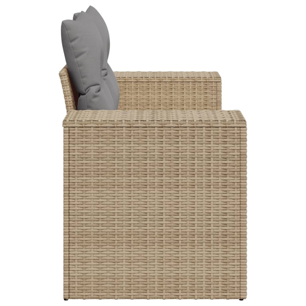 Divano da Giardino con Cuscini a 2 Posti Beige in Polyrattan