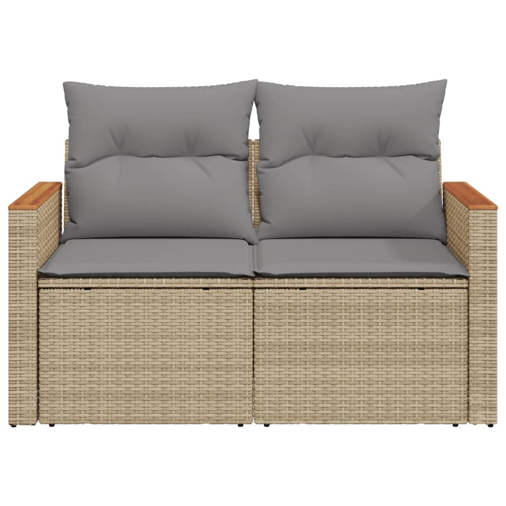 Divano da Giardino con Cuscini a 2 Posti Beige in Polyrattan