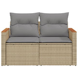 Divano da Giardino con Cuscini a 2 Posti Beige in Polyrattan