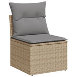 Sedia Giardino Senza Braccioli con Cuscini Beige in Polyrattan