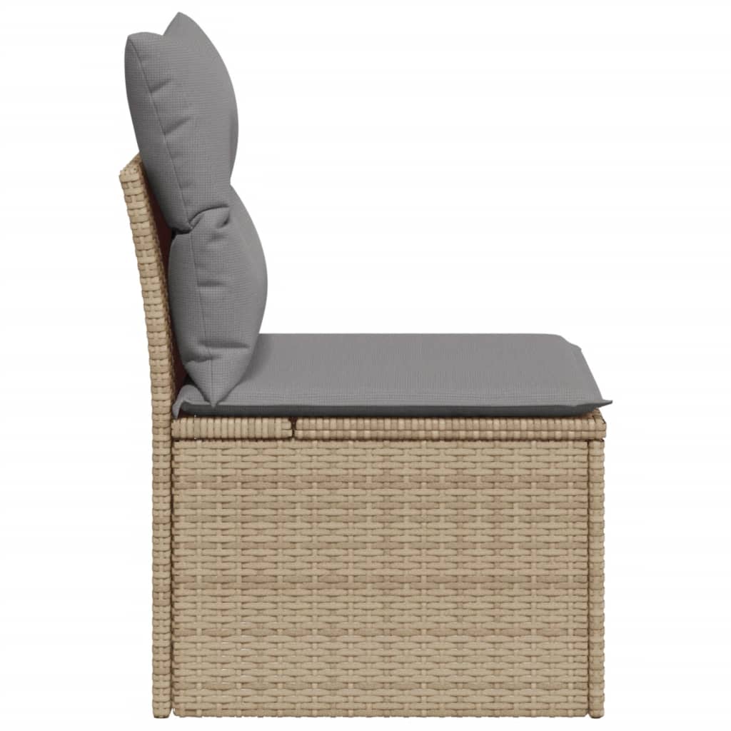 Sedia Giardino Senza Braccioli con Cuscini Beige in Polyrattan