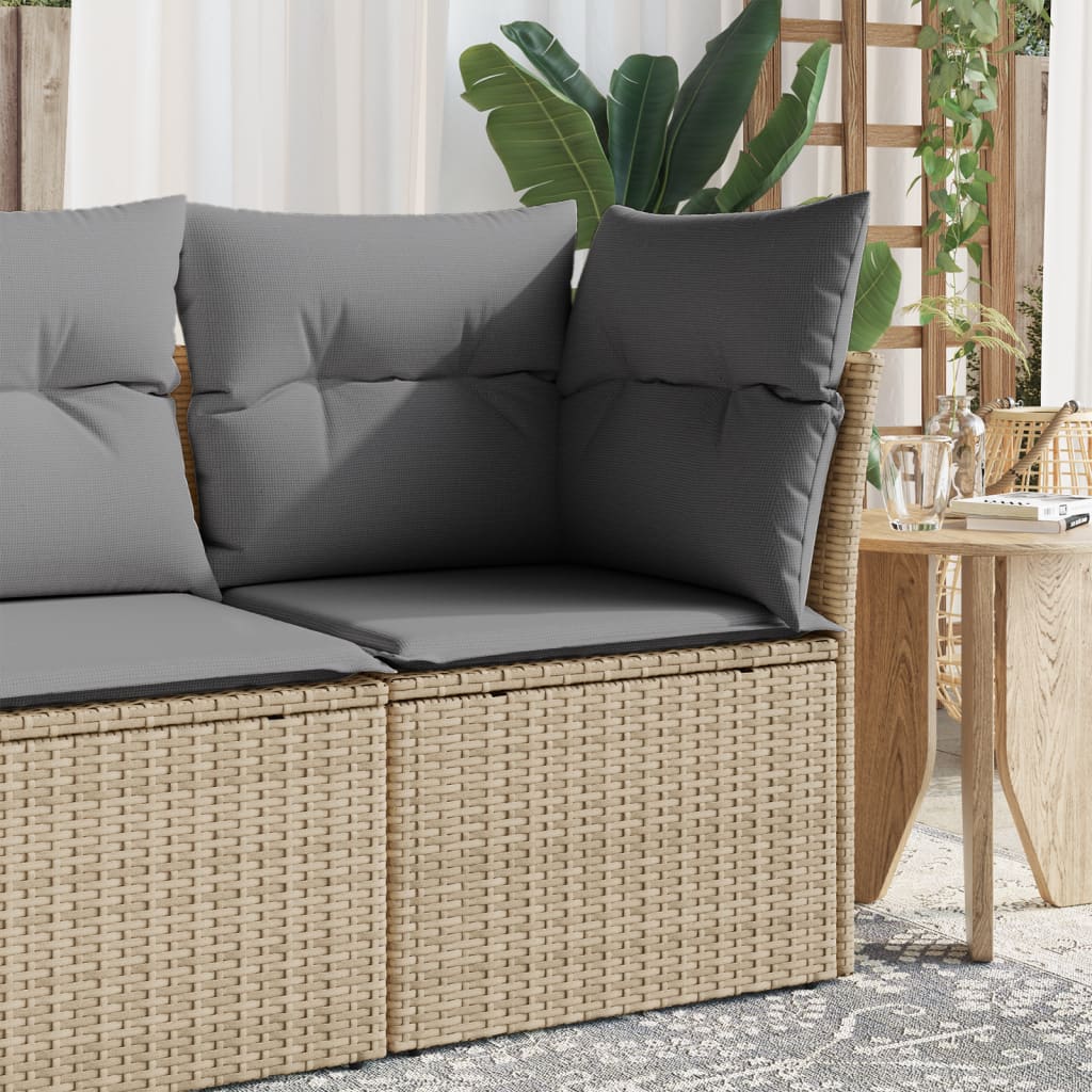 Sedia Giardino Senza Braccioli con Cuscini Beige in Polyrattan