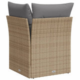 Divano Angolare da Giardino con Cuscini Beige in Polyrattan