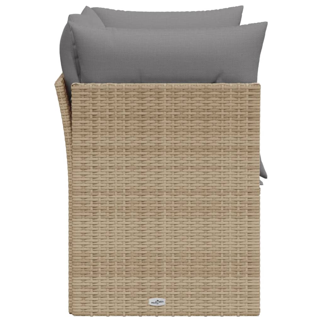 Divano da Giardino con Cuscini a 2 Posti Beige in Polyrattan