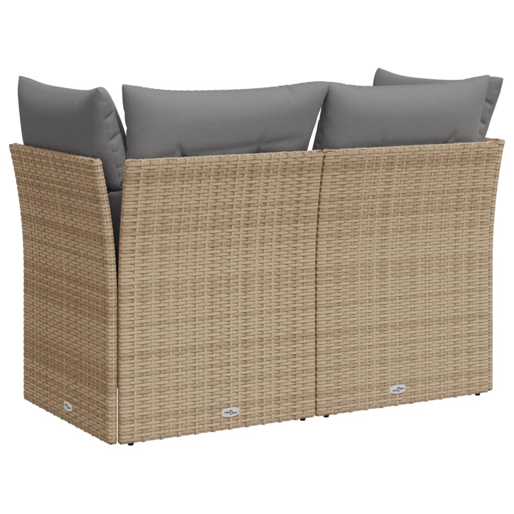 Divano da Giardino con Cuscini a 2 Posti Beige in Polyrattan