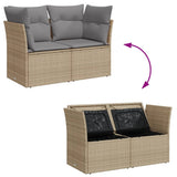 Divano da Giardino con Cuscini a 2 Posti Beige in Polyrattan