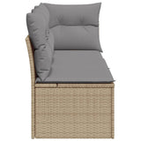 Divano da Giardino con Cuscini a 3 Posti Beige in Polyrattan