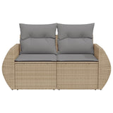 Divano da Giardino con Cuscini a 2 Posti Beige in Polyrattan