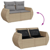 Divano da Giardino con Cuscini a 2 Posti Beige in Polyrattan