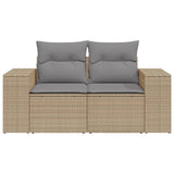 Divano da Giardino con Cuscini a 2 Posti Beige in Polyrattan