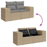 Divano da Giardino con Cuscini a 2 Posti Beige in Polyrattan