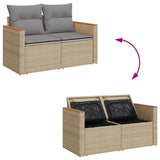 Divano da Giardino con Cuscini a 2 Posti Beige in Polyrattan