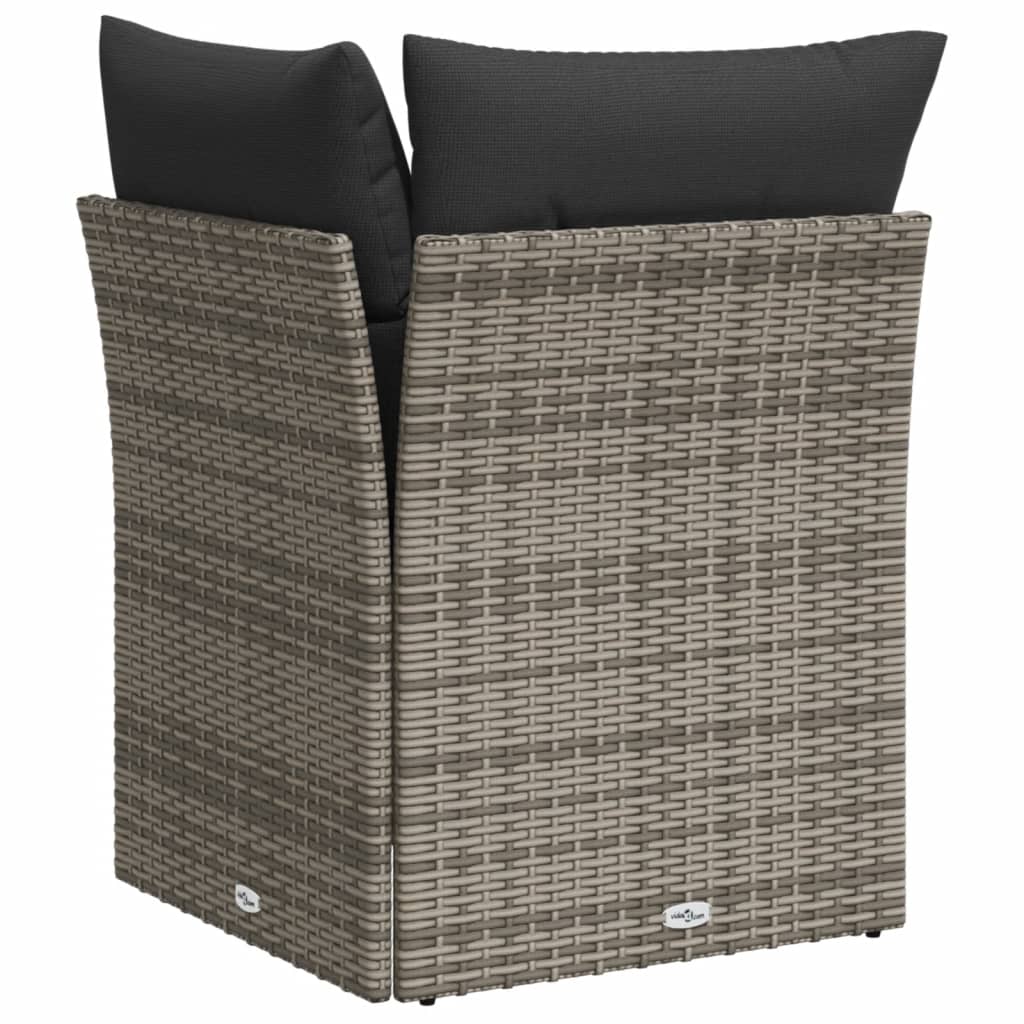 Divano Angolare da Giardino con Cuscini Grigio in Polyrattan