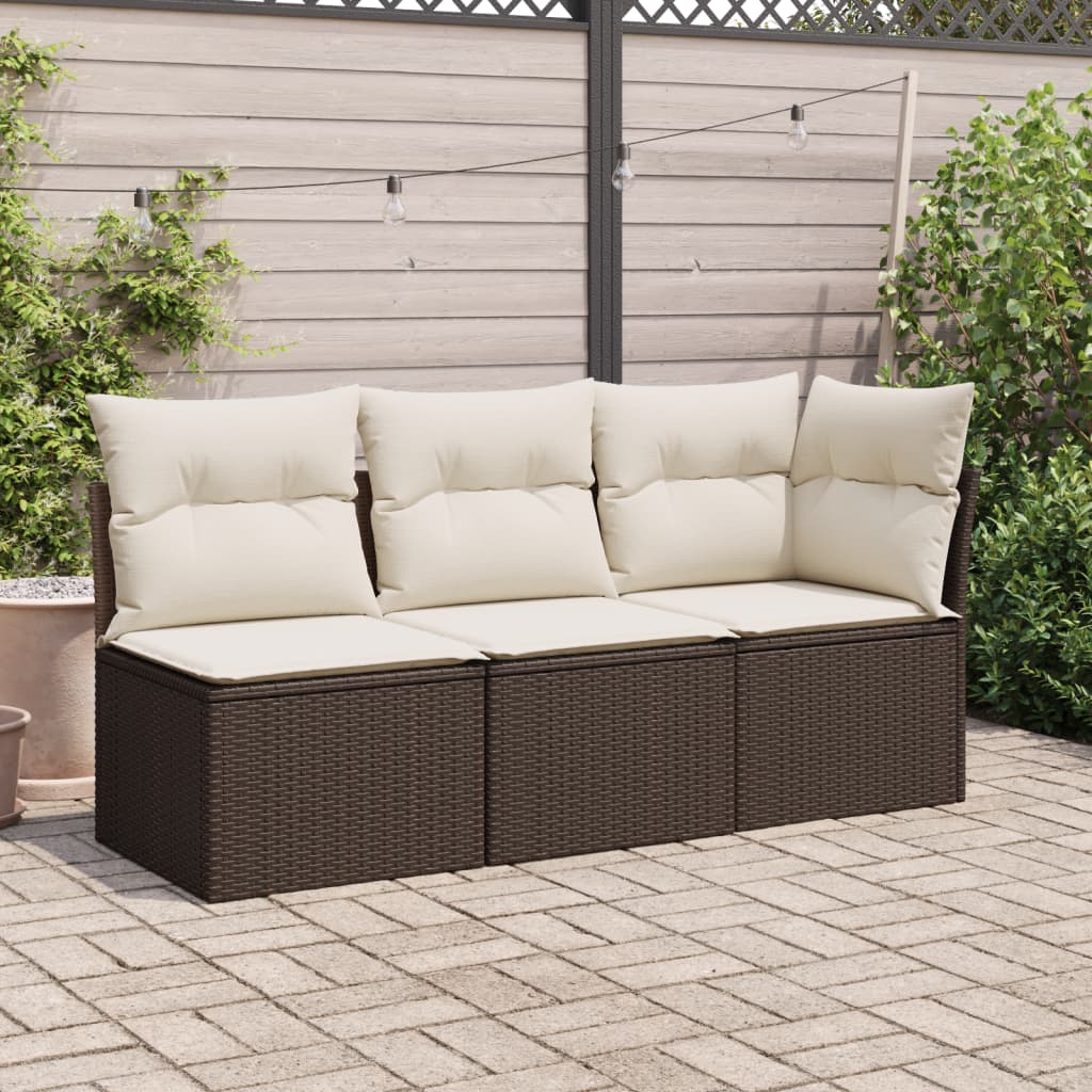 Sedia Giardino Senza Braccioli con Cuscini Polyrattan Marrone