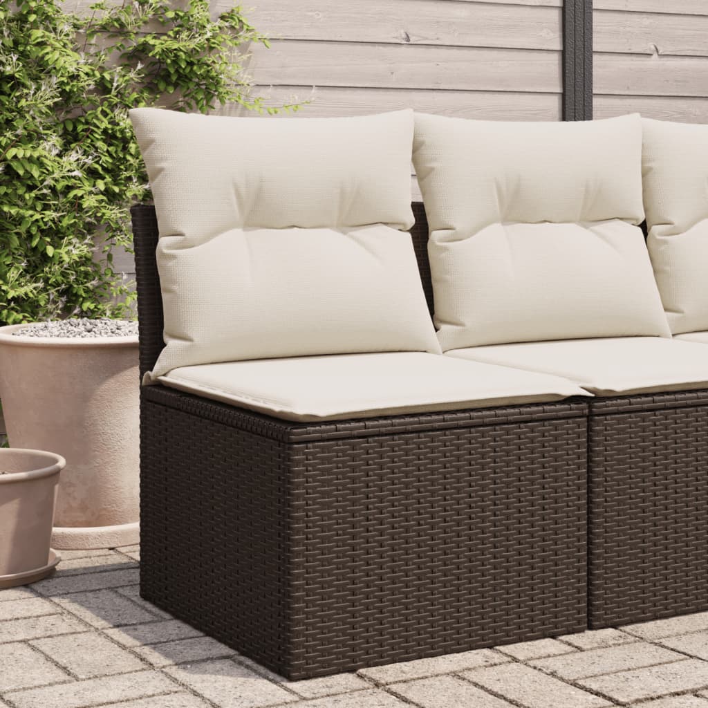 Sedia Giardino Senza Braccioli con Cuscini Polyrattan Marrone