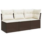 <em>vidaXL Divano da Giardino a 3 Posti con Cuscini in Polyrattan Marrone</em>