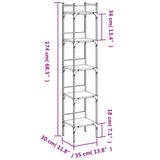 Libreria a 5 Ripiani Nera 35x30x174 cm in Legno Multistrato