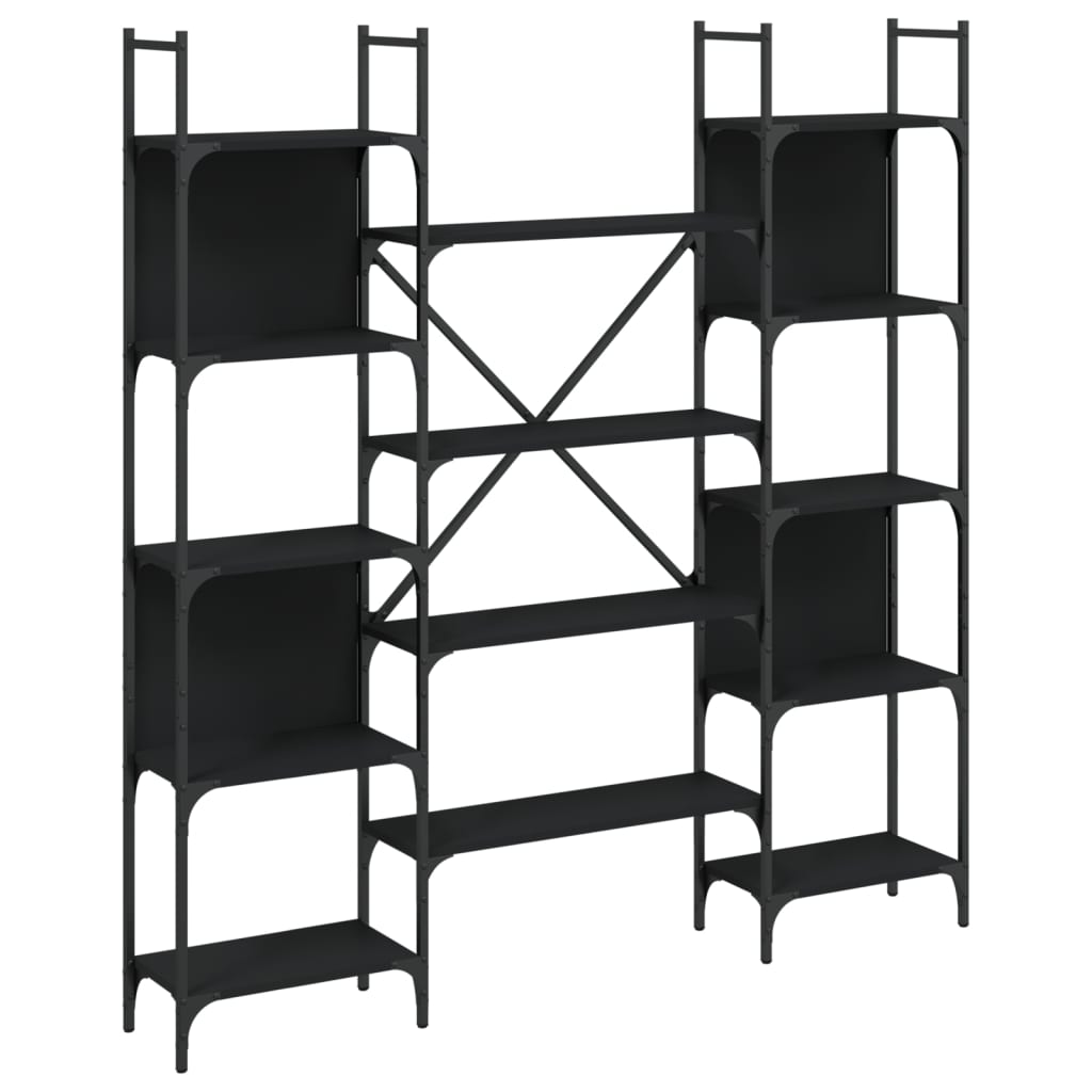 Libreria Nera 155,5x24x166,5 cm in Legno Multistrato