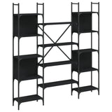 Libreria Nera 155,5x24x166,5 cm in Legno Multistrato