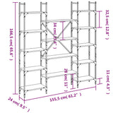 Libreria Nera 155,5x24x166,5 cm in Legno Multistrato