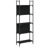 Libreria a 5 Ripiani Nera 60,5x24x166,5 cm in Legno Multistrato