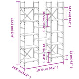 Libreria Nera 127,5x28,5x172,5 cm in Legno Multistrato