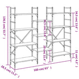 Libreria Nera 160x28,5x136,5 cm in Legno Multistrato