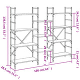 Libreria Rovere Fumo 160x28,5x136,5 cm in Legno Multistrato