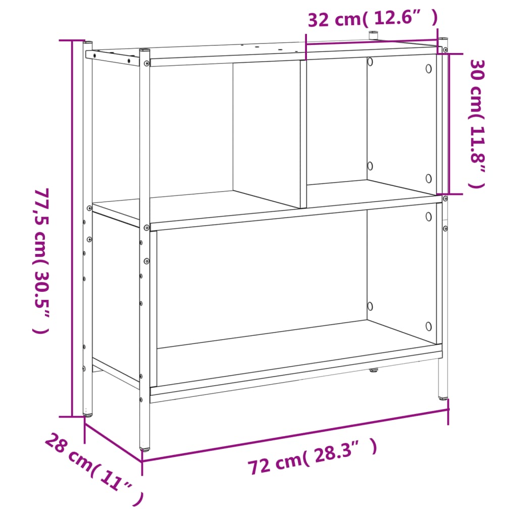 Libreria Nera 72x28x77,5 cm in Legno Multistrato