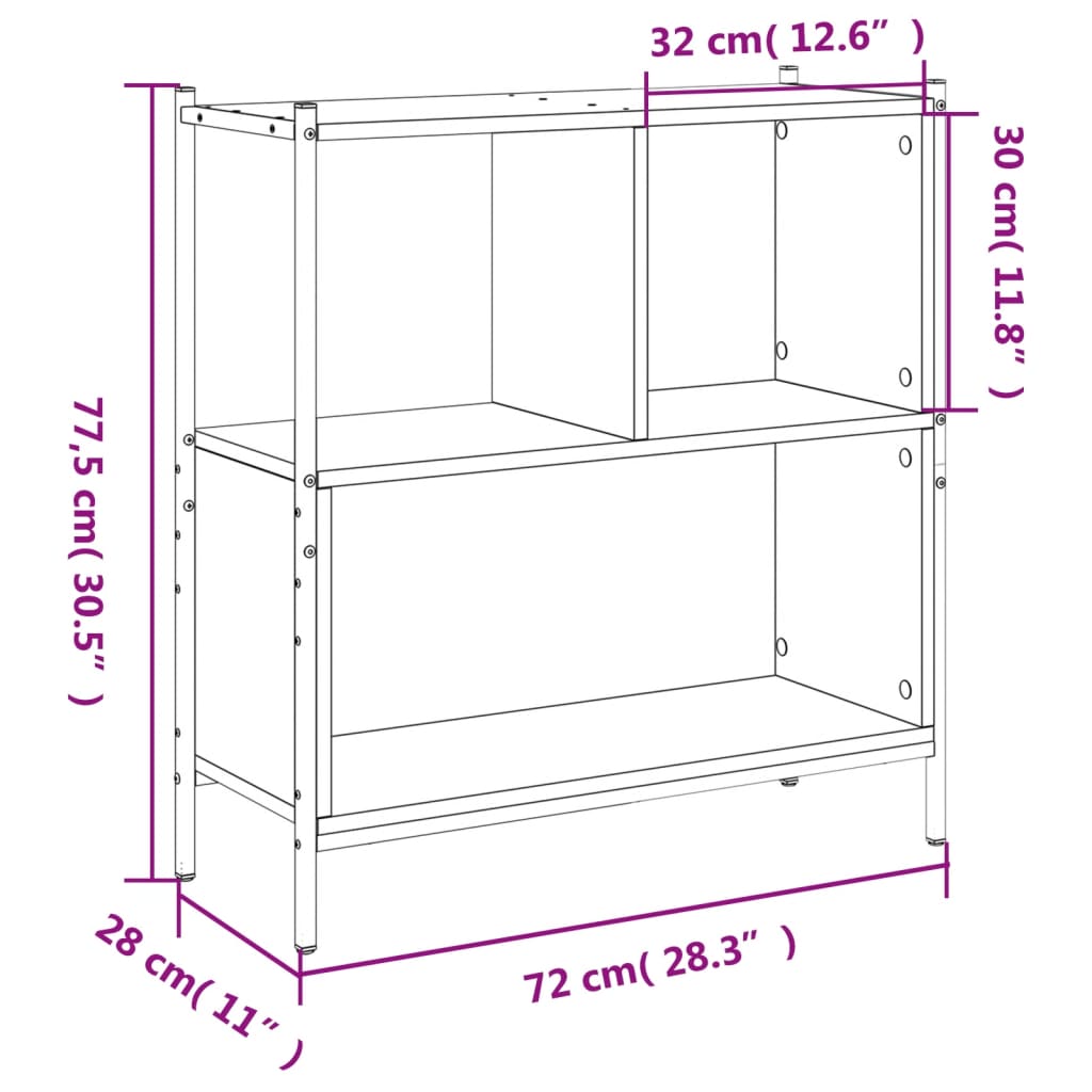 Libreria Rovere Fumo 72x28x77,5 cm in Legno Multistrato