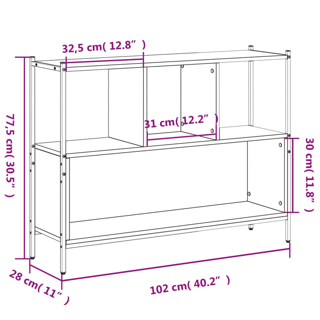 Libreria Grigio Sonoma 102x28x77,5 cm in Legno Multistrato