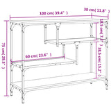 Tavolo Consolle Rovere Fumo 100x30x75 cm Legno Multistrato