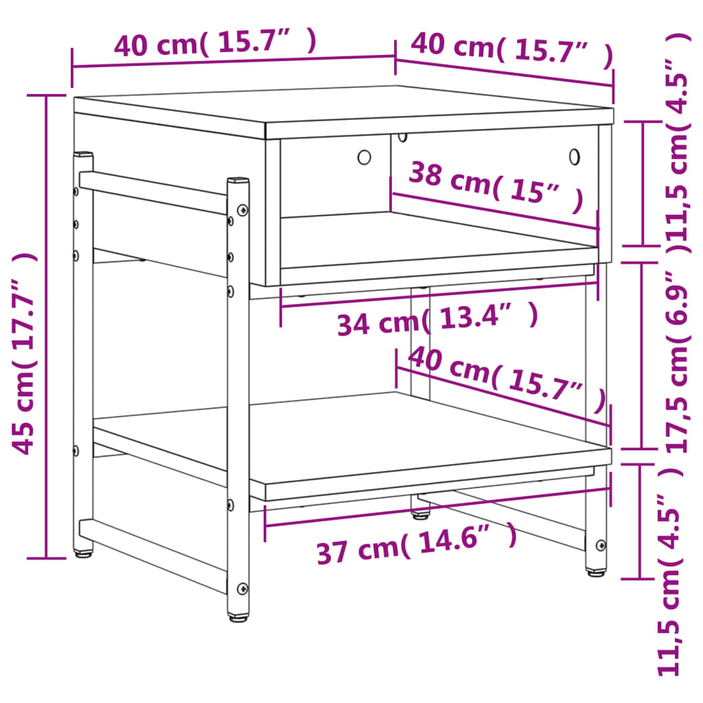 Tavolino da Salotto Nero 40x40x45 cm in Legno Multistrato