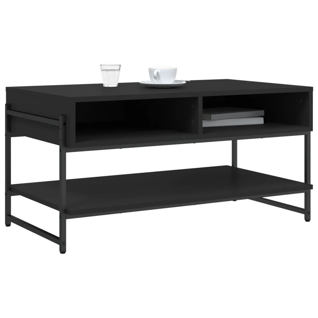 Tavolino da Salotto Nero 90x50x45 cm in Legno Multistrato