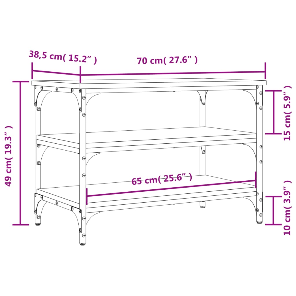 Panca Porta Scarpe Rovere Sonoma 70x38,5x49cm Legno Multistrato