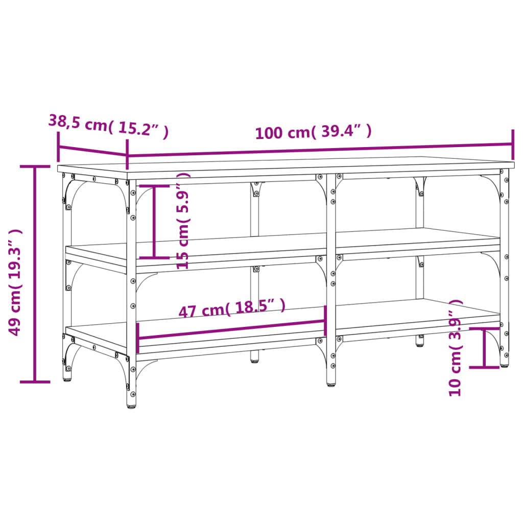 Panca Porta Scarpe Rovere Sonoma 100x38,5x49 Legno Multistrato