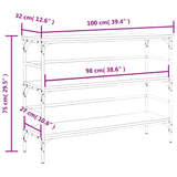 Tavolino Consolle Nero 100x32x75 cm in Legno Multistrato