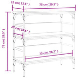 Tavolino Consolle Rovere Fumo 75x32x75 cm in Legno Multistrato