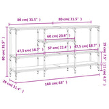 Tavolino Consolle Nero 160x29x80 cm in Legno Multistrato