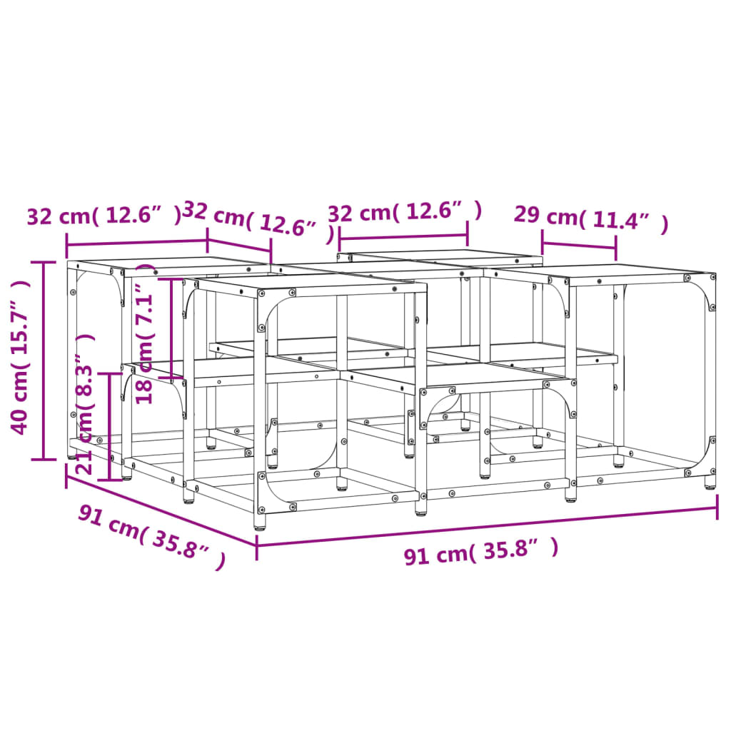 Tavolino da Salotto Rovere Sonoma 91x91x40 cm Legno Multistrato