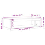 Tavolino da Salotto Marrone Cera 110x50x33,5cm Massello di Pino