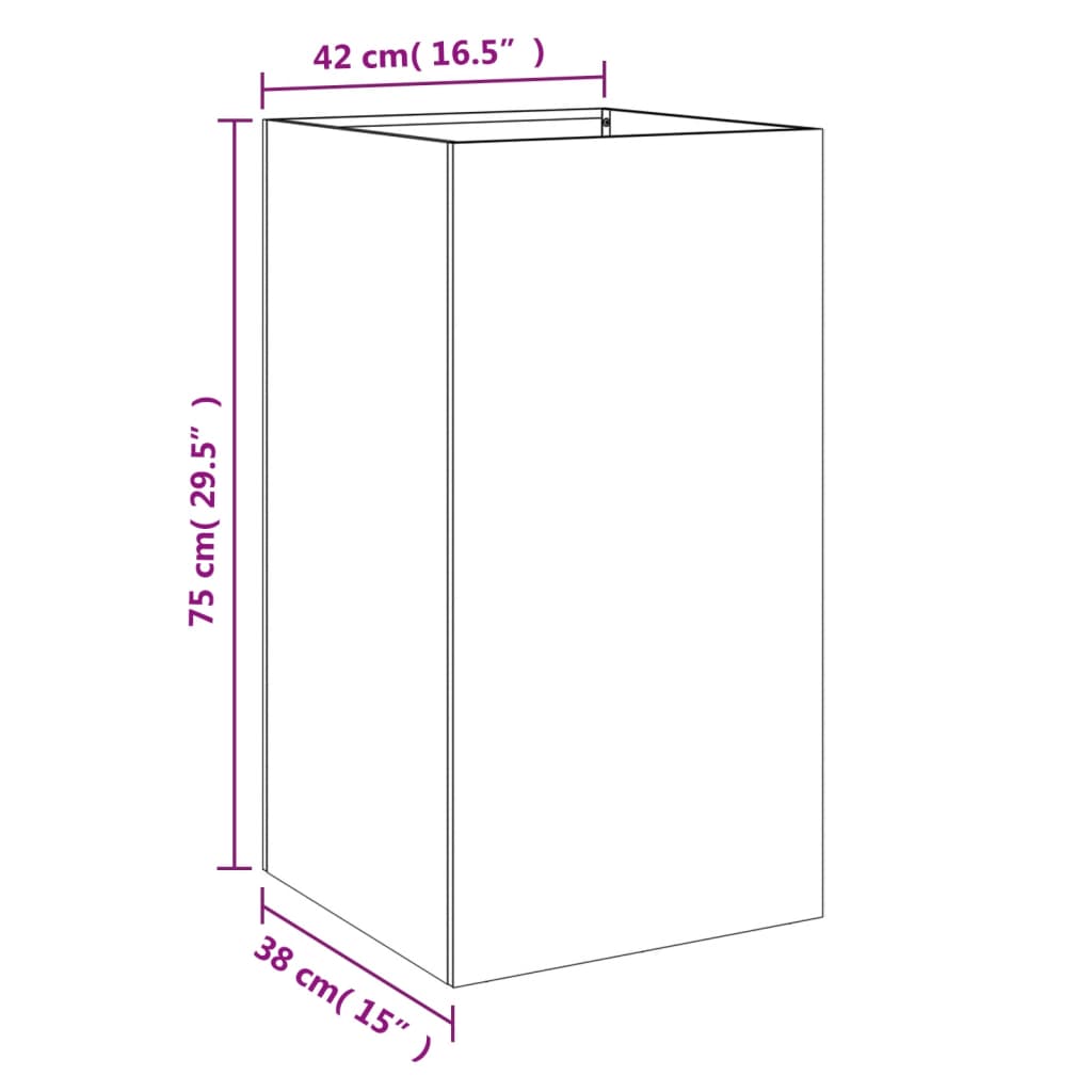 Fioriera Nera 42x38x75 cm in Acciaio Laminato a Freddo