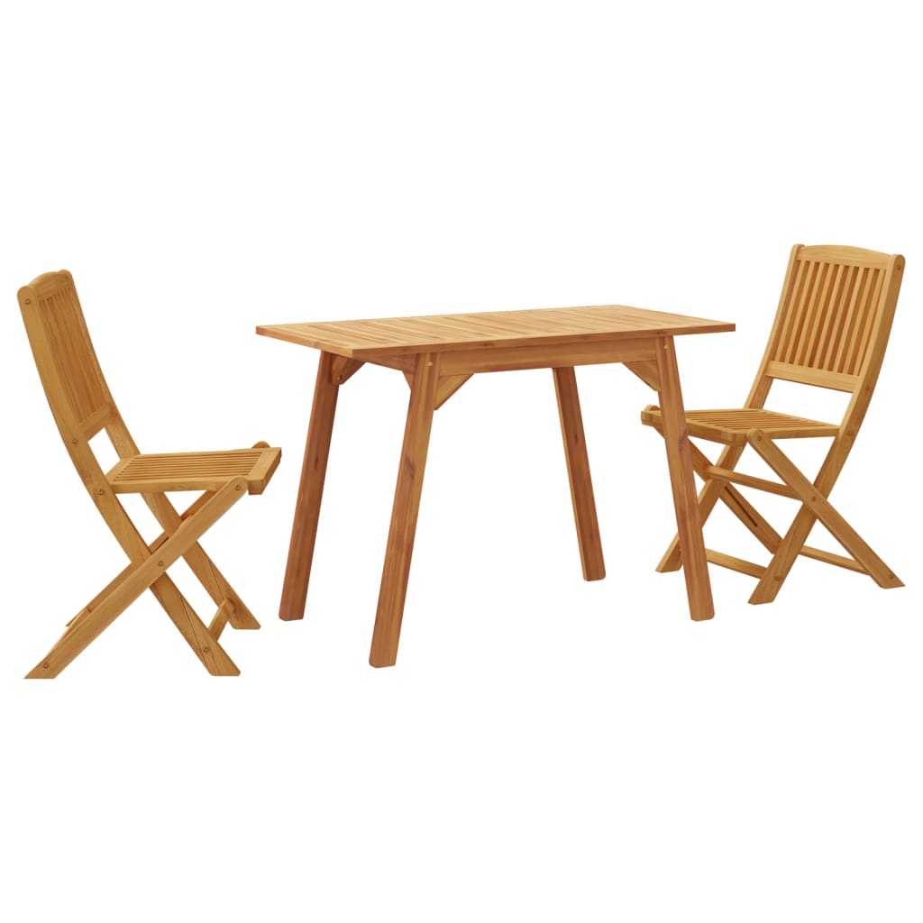 Set da Pranzo per Giardino 3 pz in Legno Massello di Acacia