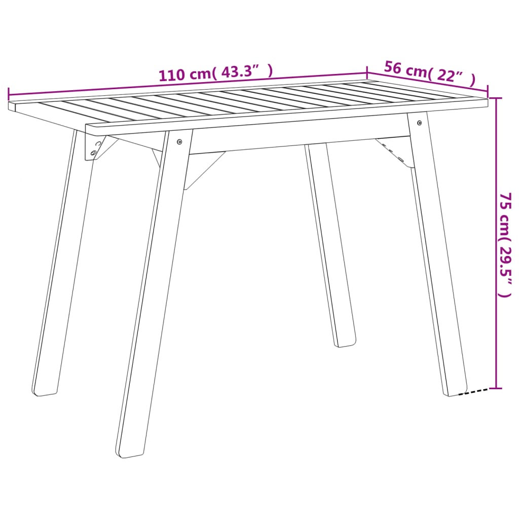 Set da Pranzo per Giardino 3 pz in Legno Massello di Acacia