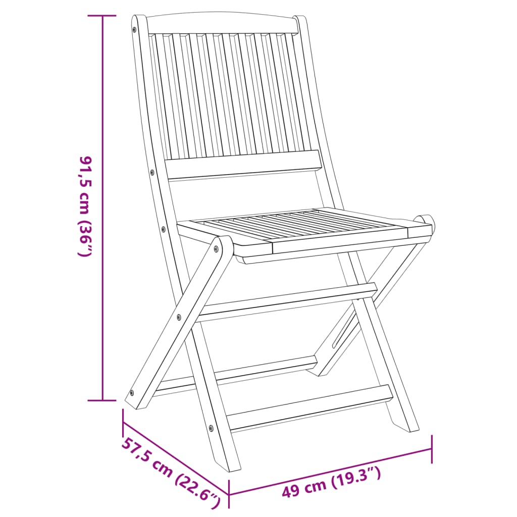 Set da Pranzo per Giardino 3 pz in Legno Massello di Acacia